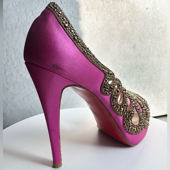🌺CHRISTIAN LOUBOUTIN 👠 Beaute Strass Pink Pumps Size: 36.5 - Picture 9 of 15